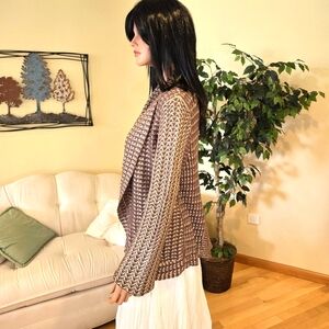 Inc. Tan & Cream Open Front Cardigan Sweater Size XL